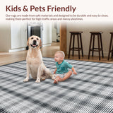 Ultra Soft Area Rug, Non Slip, Stain Resistant, Washable Area Rugs for Living Room, Bedroom, Sophisticated Black Trellis Motif(Black)