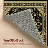 Ultra Soft Area Rug, Non Slip, Stain Resistant, Washable Area Rugs for Living Room, Bedroom, Rustic Textured Tiled Arrangement(Black)