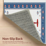 Ultra Soft Area Rug, Non Slip, Stain Resistant, Washable Area Rugs for Living Room, Bedroom, Nautical Blue Tone Design(Red)