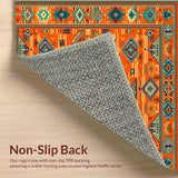 Ultra Soft Area Rug, Non Slip, Stain Resistant, Washable Area Rugs for Living Room, Bedroom, Artistic Bright Mosaic Arrangement(Orange)