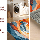 Ultra Soft Area Rug, Non Slip, Stain Resistant, Washable Area Rugs for Living Room, Bedroom, Stylish Ombre Mountain Scene(Orange)