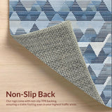 Ultra Soft Area Rug, Non Slip, Stain Resistant, Washable Area Rugs for Living Room, Bedroom, Contemporary Blue Grey Geometric Design(Blue)