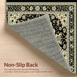 Ultra Soft Area Rug, Non Slip, Stain Resistant, Washable Area Rugs for Living Room, Bedroom, Rustic Traditional Tiled Motif(Black)