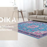 Ultra Soft Area Rug, Non Slip, Stain Resistant, Washable Area Rugs for Living Room, Bedroom, Modern Textured Organic Shapes(Blue)