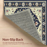 Tuscany Inspired Medallion Navy Beige Floral Design(Beige)