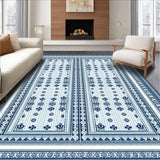Ultra Soft Area Rug, Non Slip, Stain Resistant, Washable Area Rugs for Living Room, Bedroom, Symmetrical Geometric Area for Interior(Blue)