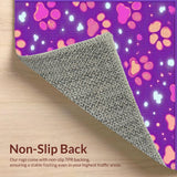 Ultra Soft Area Rug, Non Slip, Stain Resistant, Washable Area Rugs for Living Room, Bedroom, Fun and Lively Paw Pattern Aesthetic(Purple)