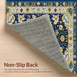 Ultra Soft Area Rug, Non Slip, Stain Resistant, Washable Area Rugs for Living Room, Bedroom, Earthy Tone Decorative Symmetry(Blue)
