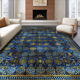 Ultra Soft Area Rug, Non Slip, Stain Resistant, Washable Area Rugs for Living Room, Bedroom, Symmetrical Circle Area(Blue)