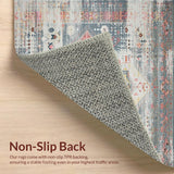 Ultra Soft Area Rug, Non Slip, Stain Resistant, Washable Area Rugs for Living Room, Bedroom, Charming Coastal Ogee Design(Gray)