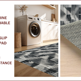 Ultra Soft Area Rug, Non Slip, Stain Resistant, Washable Area Rugs for Living Room, Bedroom, Sleek Angular Patterned Aesthetic(Black)