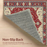 Ultra Soft Area Rug, Non Slip, Stain Resistant, Washable Area Rugs for Living Room, Bedroom, Elegant Red Tiled Motif(Red)