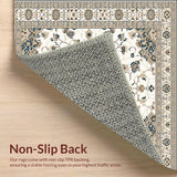 Ultra Soft Area Rug, Non Slip, Stain Resistant, Washable Area Rugs for Living Room, Bedroom, Elegant Beige Area Classic Oriental Design(Beige)
