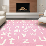 Ultra Soft Area Rug, Non Slip, Stain Resistant, Washable Area Rugs for Living Room, Bedroom, Youthful Shaggy Round Educational Flair(Pink)