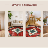 Ultra Soft Area Rug, Non Slip, Stain Resistant, Washable Area Rugs for Living Room, Bedroom, Vibrant Distressed Southwest Motif(Red)