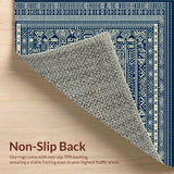 Ultra Soft Area Rug, Non Slip, Stain Resistant, Washable Area Rugs for Living Room, Bedroom, Rustic Tribal Geometric Kitchen Rug Simple Blue Ivory Carpet(Blue)