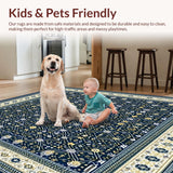 Ultra Soft Area Rug, Non Slip, Stain Resistant, Washable Area Rugs for Living Room, Bedroom, Geometric Art for Entryway with Beige and Blue Hues(Blue)