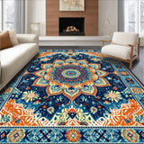 Ultra Soft Area Rug, Non Slip, Stain Resistant, Washable Area Rugs for Living Room, Bedroom, Colorful Abstract Geometric Motif(Blue)