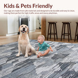 Ultra Soft Area Rug, Non Slip, Stain Resistant, Washable Area Rugs for Living Room, Bedroom, Sleek Grey Geometric Motif(Gray)