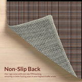 Ultra Soft Area Rug, Non Slip, Stain Resistant, Washable Area Rugs for Living Room, Bedroom, Minimalist Modern Fringed Checker Pattern(Brown)