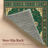 Ultra Soft Area Rug, Non Slip, Stain Resistant, Washable Area Rugs for Living Room, Bedroom, Rustic Tiled Aesthetic in Earth Tones(Green)