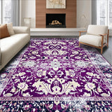 Ultra Soft Area Rug, Non Slip, Stain Resistant, Washable Area Rugs for Living Room, Bedroom, Rustic Trellis Design with Detail(Purple)