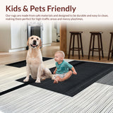 Ultra Soft Area Rug, Non Slip, Stain Resistant, Washable Area Rugs for Living Room, Bedroom, Monochromatic Abstract Wool Rug for Minimalist Decor(Black)