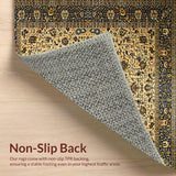 Ultra Soft Area Rug, Non Slip, Stain Resistant, Washable Area Rugs for Living Room, Bedroom, Elegant Neutral Paisley Aesthetic(Beige)