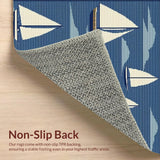 Ultra Soft Area Rug, Non Slip, Stain Resistant, Washable Area Rugs for Living Room, Bedroom, Charming Seaside Sailboat Motif(Blue)