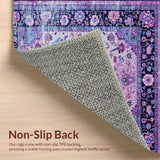 Ultra Soft Area Rug, Non Slip, Stain Resistant, Washable Area Rugs for Living Room, Bedroom, Eclectic Vintage Floral Ensemble(Purple)