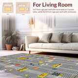Ultra Soft Area Rug, Non Slip, Stain Resistant, Washable Area Rugs for Living Room, Bedroom, Sleek Black and White Humor(Black)