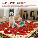 Ultra Soft Area Rug, Non Slip, Stain Resistant, Washable Area Rugs for Living Room, Bedroom, Modern Medallion(Red)