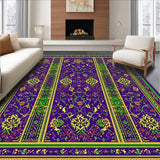 Ultra Soft Area Rug, Non Slip, Stain Resistant, Washable Area Rugs for Living Room, Bedroom, Rustic Colorful Diamond Pattern(Purple)