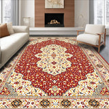 Ultra Soft Area Rug, Non Slip, Stain Resistant, Washable Area Rugs for Living Room, Bedroom, Textured Rustic Farmhouse(Red)