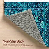 Ultra Soft Area Rug, Non Slip, Stain Resistant, Washable Area Rugs for Living Room, Bedroom, Boho Distressed Navy Teal Living Room Rug(Blue)