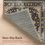 Ultra Soft Area Rug, Non Slip, Stain Resistant, Washable Area Rugs for Living Room, Bedroom, Sophisticated Traditional Print Motif(Black)