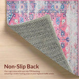 Ultra Soft Area Rug, Non Slip, Stain Resistant, Washable Area Rugs for Living Room, Bedroom, Whimsical Distressed Patterned Layers(Pink)