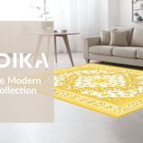 Ultra Soft Area Rug, Non Slip, Stain Resistant, Washable Area Rugs for Living Room, Bedroom, Artistic Tiled Floral Motif(Yellow)