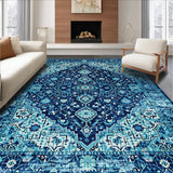 Ultra Soft Area Rug, Non Slip, Stain Resistant, Washable Area Rugs for Living Room, Bedroom, Elegant Faded Floral Arrangement(Blue)