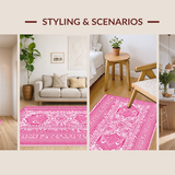 Ultra Soft Area Rug, Non Slip, Stain Resistant, Washable Area Rugs for Living Room, Bedroom, Whimsical Pink and Black Waves(Pink)