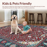 Ultra Soft Area Rug, Non Slip, Stain Resistant, Washable Area Rugs for Living Room, Bedroom, Sophisticated Diamond Lattice Style(Red)