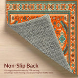 Ultra Soft Area Rug, Non Slip, Stain Resistant, Washable Area Rugs for Living Room, Bedroom, Inviting Minimalist Floral Fusion(Orange)