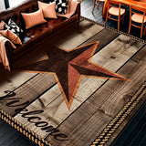 Ultra Soft Area Rug, Non Slip, Stain Resistant, Washable Area Rugs for Living Room, Bedroom, Rustic West Star Welcome Rug for Entryway Brown Cowboy Cowgirl Motif Carpet(Brown)