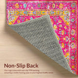 Ultra Soft Area Rug, Non Slip, Stain Resistant, Washable Area Rugs for Living Room, Bedroom, Stylish Contemporary Floral Print(Pink)
