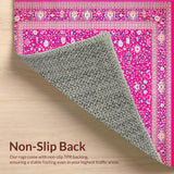 Ultra Soft Area Rug, Non Slip, Stain Resistant, Washable Area Rugs for Living Room, Bedroom, Cozy Pastel Medallion Aesthetic Rug(Pink)