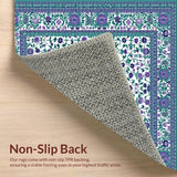 Ultra Soft Area Rug, Non Slip, Stain Resistant, Washable Area Rugs for Living Room, Bedroom, Contemporary Poppy Pattern Delight(Purple)
