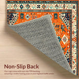 Ultra Soft Area Rug, Non Slip, Stain Resistant, Washable Area Rugs for Living Room, Bedroom, Striking Low Pile Botanical Motif(Orange)