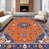 Ultra Soft Area Rug, Non Slip, Stain Resistant, Washable Area Rugs for Living Room, Bedroom, Eclectic Floral Pattern Fusion(Orange)