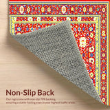 Ultra Soft Area Rug, Non Slip, Stain Resistant, Washable Area Rugs for Living Room, Bedroom, Bold Transitional Diamond Layout(Red)