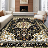 Ultra Soft Area Rug, Non Slip, Stain Resistant, Washable Area Rugs for Living Room, Bedroom, Luxurious Earth Tone Ornate Patterns(Black)